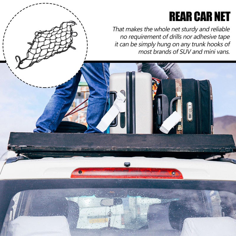 Universal 40cm X 40cm Car Cargo Net with 6 Hooks for Motorcycle Storage and Helmet Transport - Image 5