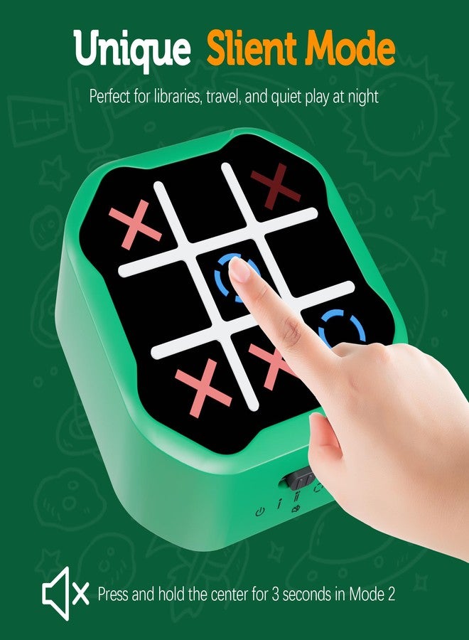 MASSRT 3 in 1 Electronic Tic Tac Toe Game, Handheld Digital Tic Tac Toe Bolt Game with Silent Mode, Portable Learing Toy Gift for Kids & Adults, Green(One Pack) - Image 2