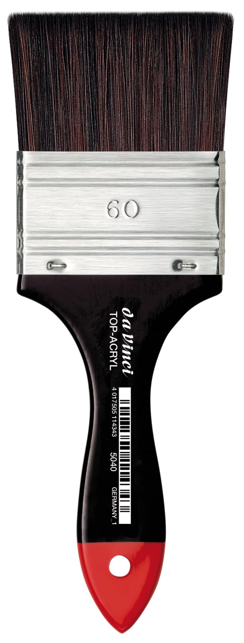 da Vinci Oil & Acrylic Series 5040 Top Acryl Paint Brush, Flat Mottler Red/Brown Synthetic with Plainwood Handle, Size 60 - Image 1