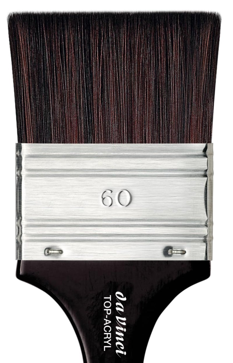 da Vinci Oil & Acrylic Series 5040 Top Acryl Paint Brush, Flat Mottler Red/Brown Synthetic with Plainwood Handle, Size 60 - Image 2
