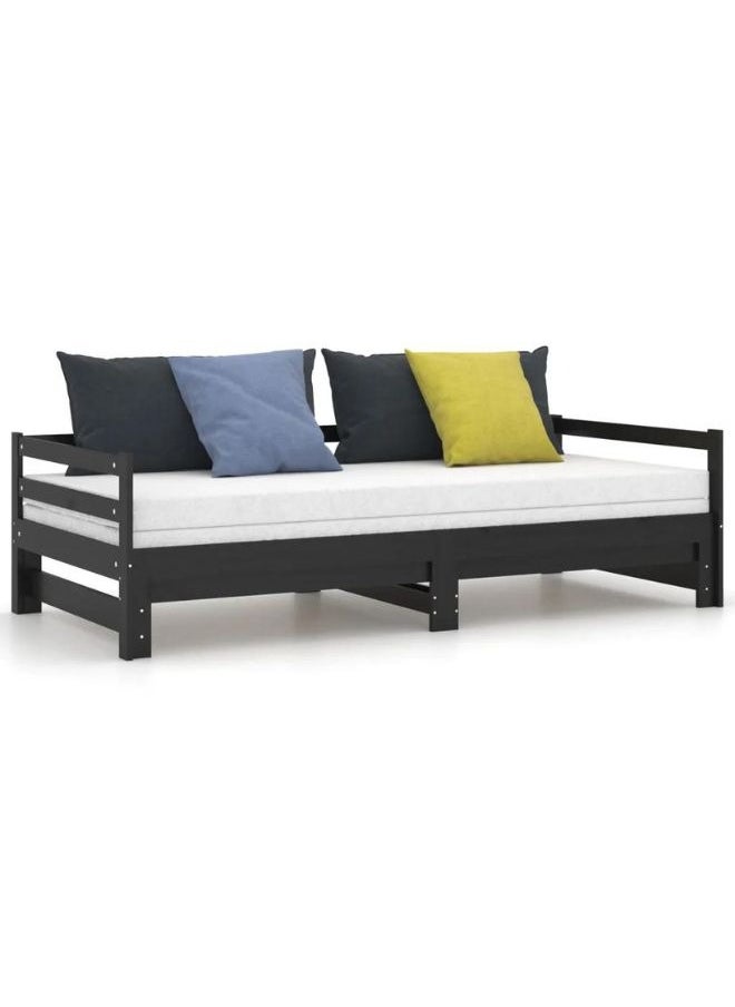vidaxl vidaXL Pull-out Day Bed Black Solid Pinewood 2x  - Image 2