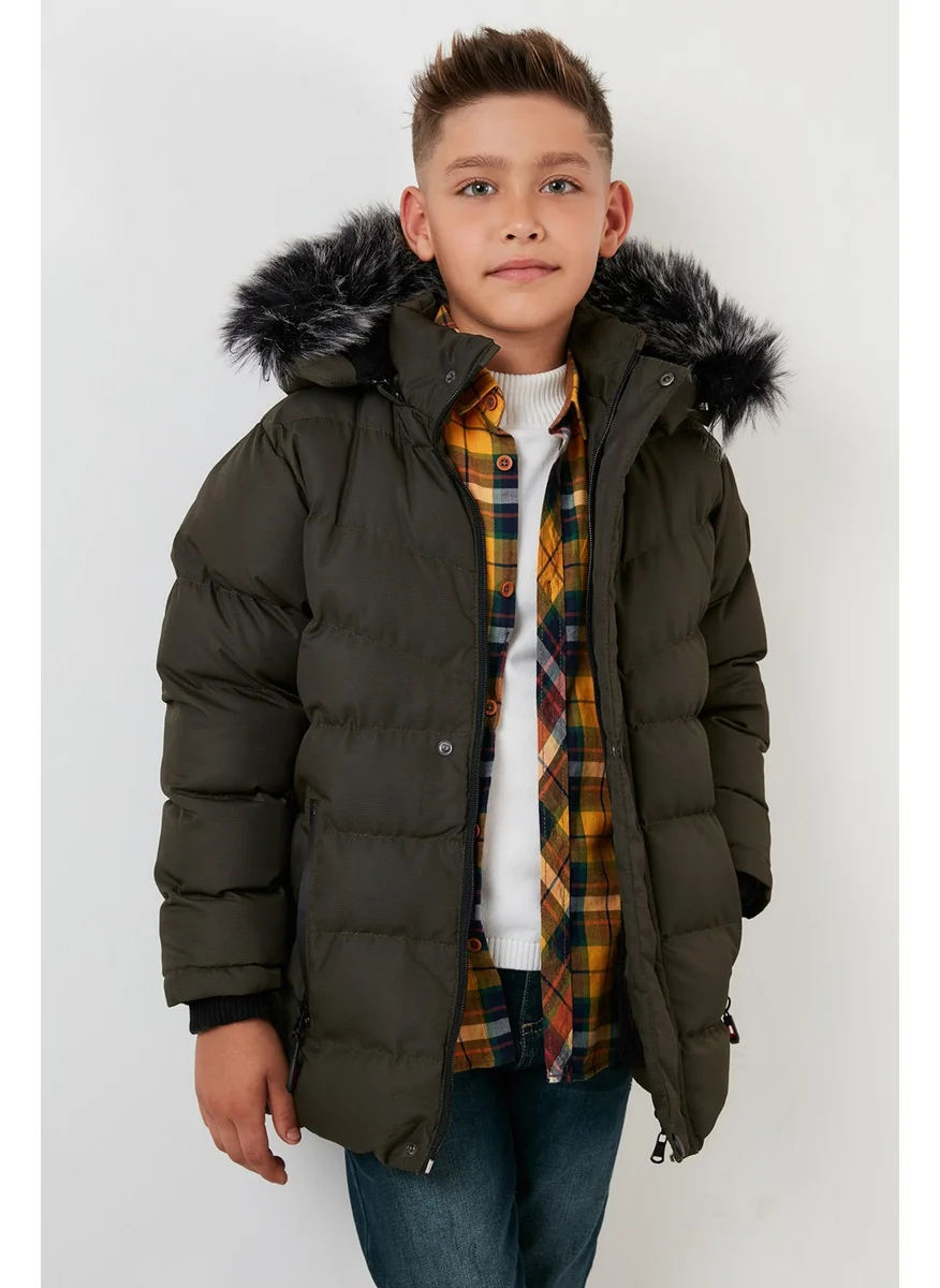 Lela Faux Fur Plush Lined Removable Hooded Coat Boy's COAT 5763028