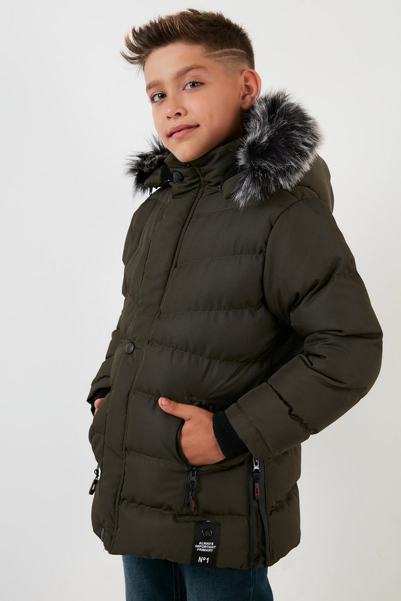 Lela Faux Fur Plush Lined Removable Hooded Coat Boy's COAT 5763028  - Image 4