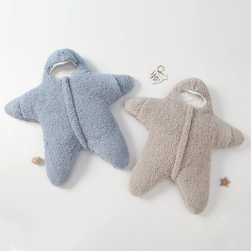 Autumn and Winter Thickened Cashmere Star Sleeping Bag Baby Kick-proof Quilt Warm Sleeping Bag Newborn Anti-startling Jumpsuit - Image 3