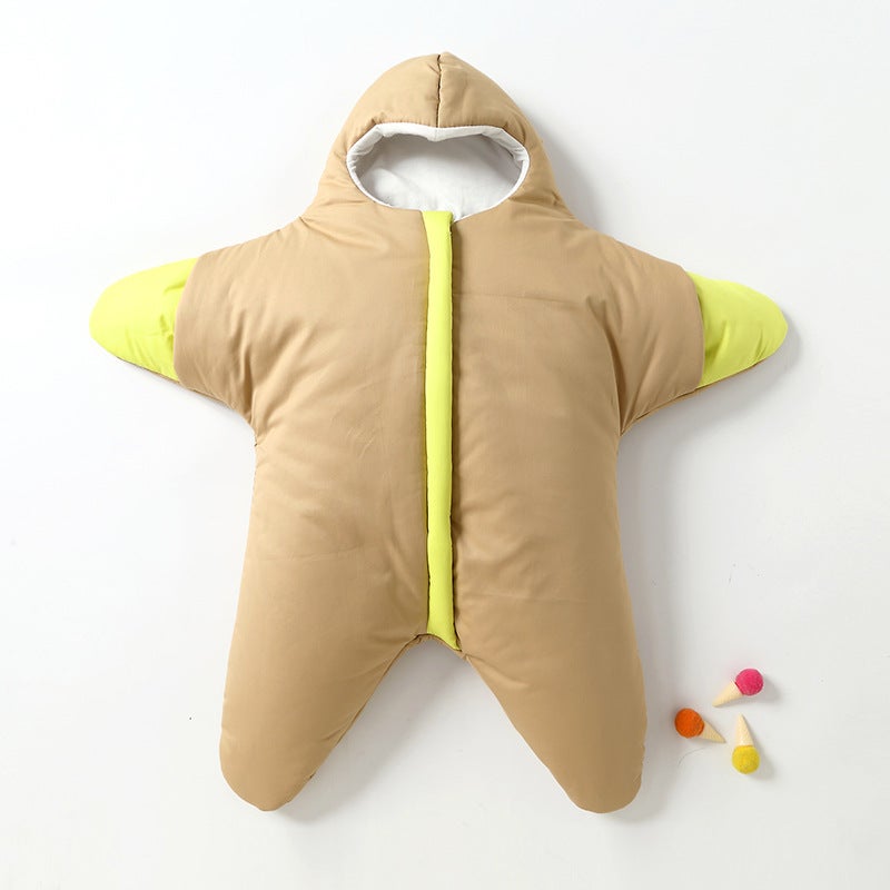 Autumn and Winter Thickened Cashmere Star Sleeping Bag Baby Kick-proof Quilt Warm Sleeping Bag Newborn Anti-startling Jumpsuit - Image 1