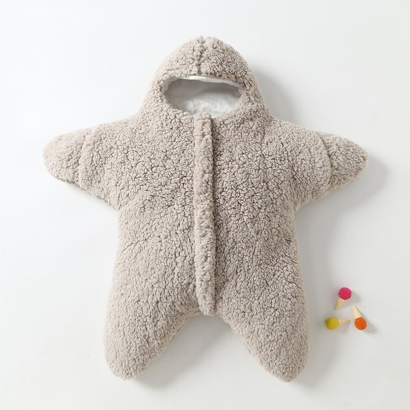 Autumn and Winter Thickened Cashmere Star Sleeping Bag Baby Kick-proof Quilt Warm Sleeping Bag Newborn Anti-startling Jumpsuit - Image 5