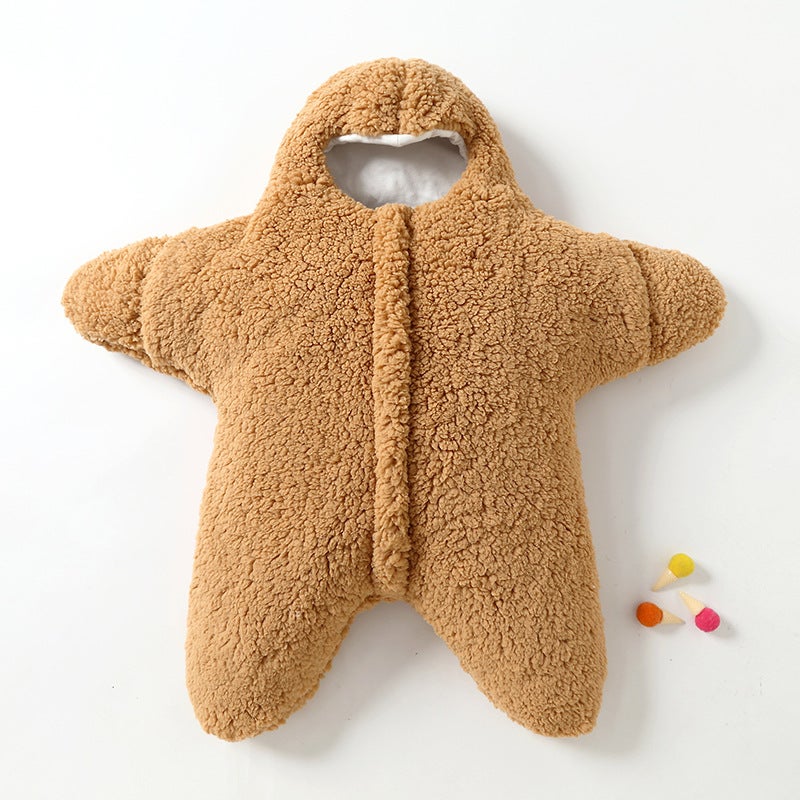 Autumn and Winter Thickened Cashmere Star Sleeping Bag Baby Kick-proof Quilt Warm Sleeping Bag Newborn Anti-startling Jumpsuit - Image 4