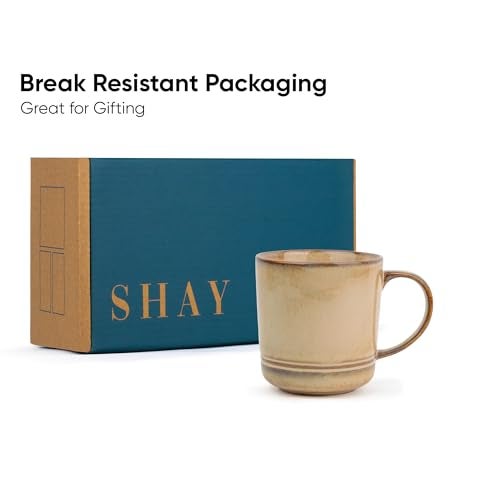 Shay Large Ceramic Coffee Mug Set of 2, Reactive Beige, 400ml | Ceramic Mug | Glossy Finish | Ceramic Coffee Mug | Porcelain | Microwave Safe (Large Mugs, Set of 2 - Reactive Beige) - Image 5
