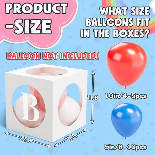 RYDDOY Baby Boxes with Letters for Baby Shower , White Clear Balloon Boxes with 4 Letter for Boy or Girl Gender Reveal Decorations, Baby Shower Decorations Blocks and Birthday Party Decor (4 Pcs) - Image 4