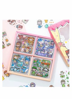 Stickers Set, 100 Pcs Cute Cartoon Girl Animal Stickers, Kawaii Transparent PET Planner Sticker Sheets for Scrapbooking Bullet Journaling, Diary, DIY Arts Crafts, Album, Calendars Notebook Decorative