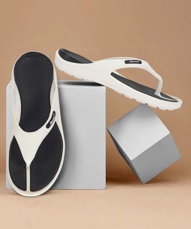 PARAGON K3417G Flip Flops for Men | Comfortable, Lightweight, Durable Slippers with Rubberised EVA Sole | Easy Washable Slip Ons | Ideal for Everyday Use White-Black - Image 2