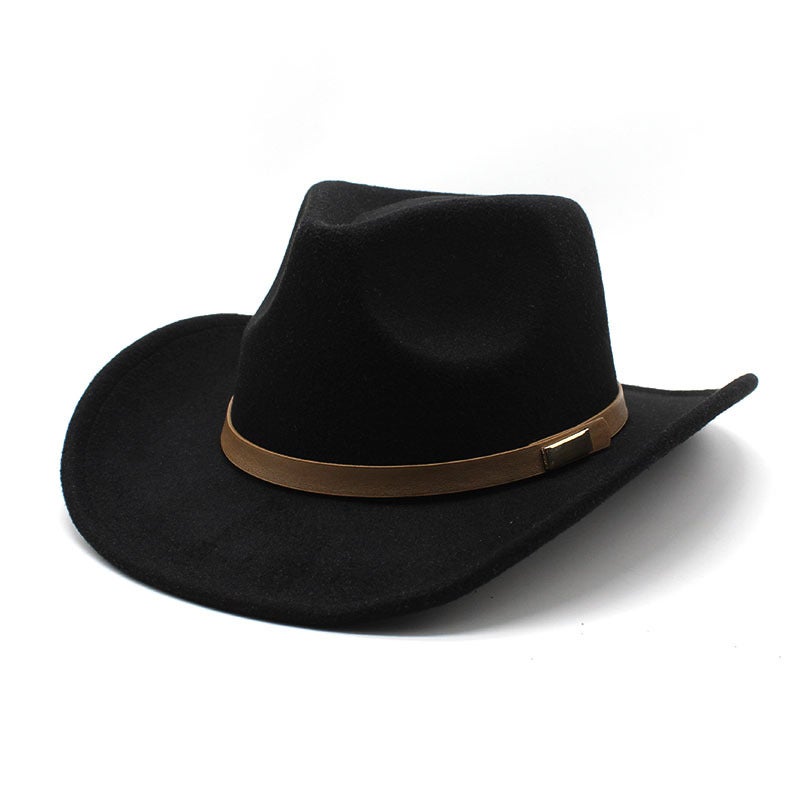 Cross-Border New Curled Cowboy Hat Western Ethnic Style Xizang Felt Hat Colorful Bead Rope Accessories Knight Hat Trendy - Image 4