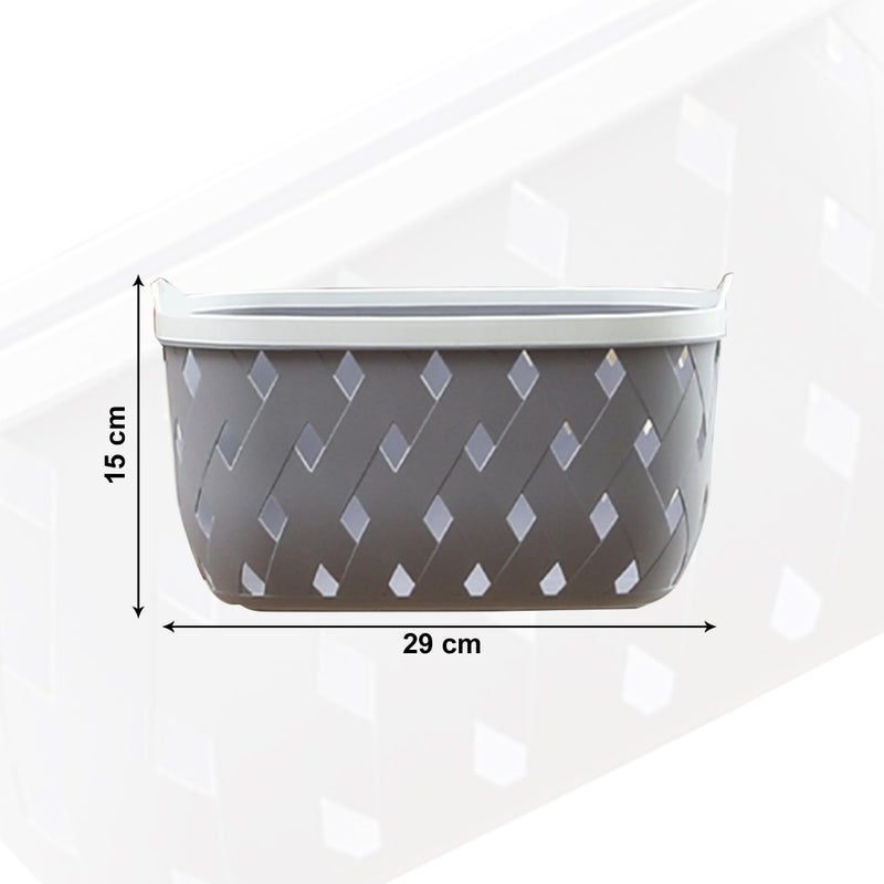 Kuber Industries Kuber Industries Multipurpose Storage Basket | Rhombic | Bathroom Kitchen Dressing table |Toiletry Organizer Bin for Holding Soap, Shampoo,Cosmetics | MC2437 | Light Grey, Orange|  - Image 3