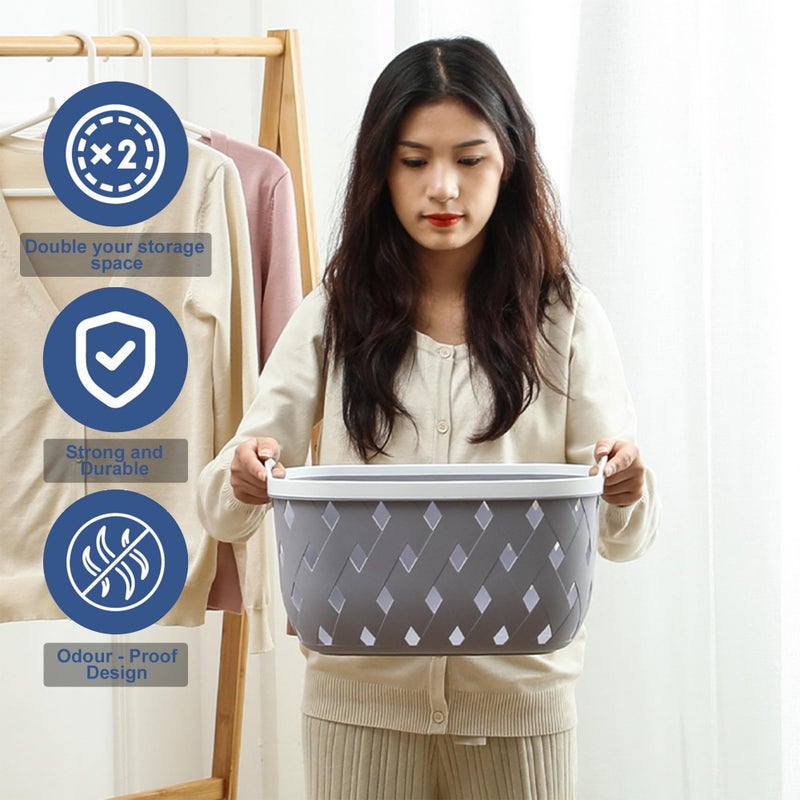 Kuber Industries Kuber Industries Multipurpose Storage Basket | Rhombic | Bathroom Kitchen Dressing table |Toiletry Organizer Bin for Holding Soap, Shampoo,Cosmetics | MC2437 | Light Grey, Orange|  - Image 4