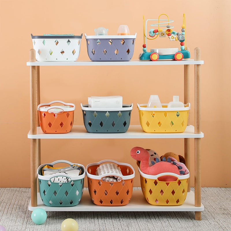 Kuber Industries Kuber Industries Multipurpose Storage Basket | Rhombic | Bathroom Kitchen Dressing table |Toiletry Organizer Bin for Holding Soap, Shampoo,Cosmetics | MC2437 | Light Grey, Orange|  - Image 5