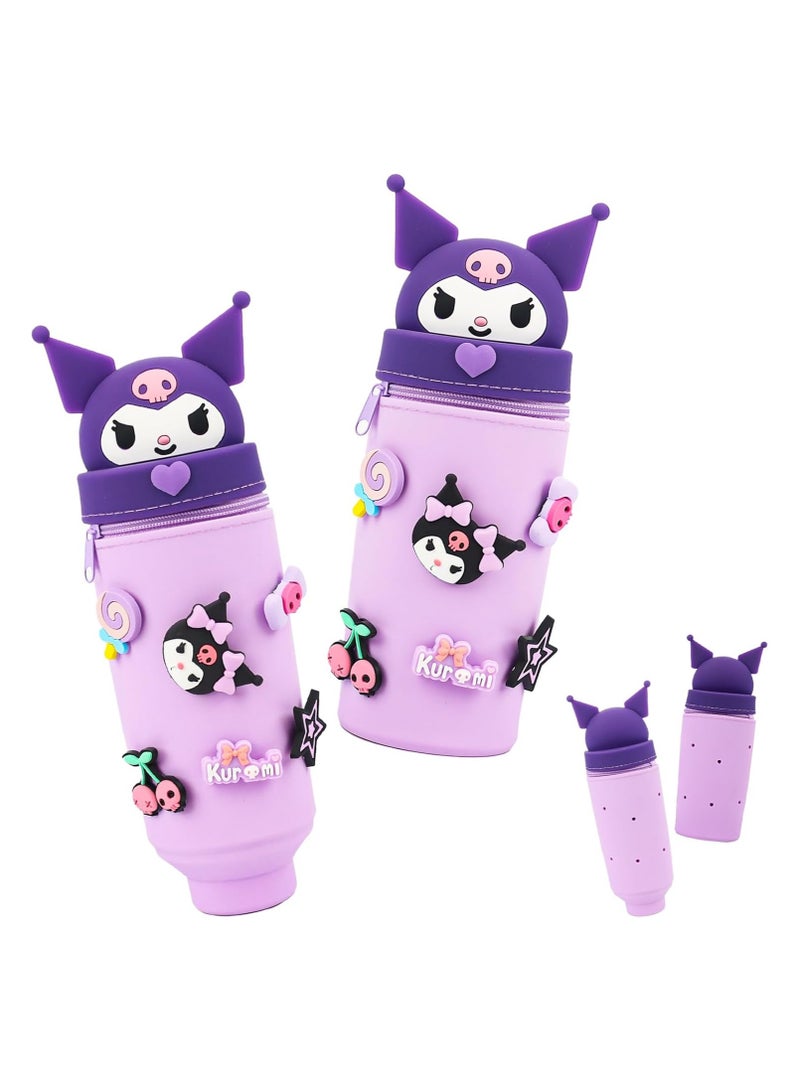 Loquat Silicone Kuromi Pencil Case, Kuromi Pencil Case, Cartoon Kuromi Pencil Holder, Silicone Pencil Case Kids DIY Kuromi Pencil Holder Decoration, For Teenage Girl Kuromi Pencil Case - Image 1