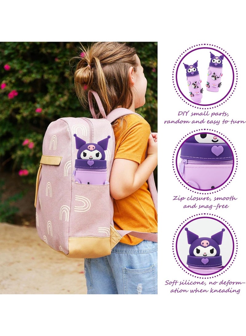 Loquat Silicone Kuromi Pencil Case, Kuromi Pencil Case, Cartoon Kuromi Pencil Holder, Silicone Pencil Case Kids DIY Kuromi Pencil Holder Decoration, For Teenage Girl Kuromi Pencil Case - Image 4