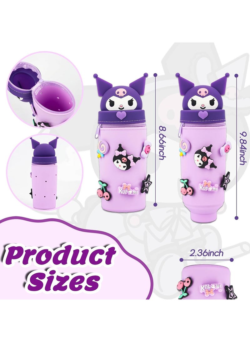 Loquat Silicone Kuromi Pencil Case, Kuromi Pencil Case, Cartoon Kuromi Pencil Holder, Silicone Pencil Case Kids DIY Kuromi Pencil Holder Decoration, For Teenage Girl Kuromi Pencil Case - Image 2