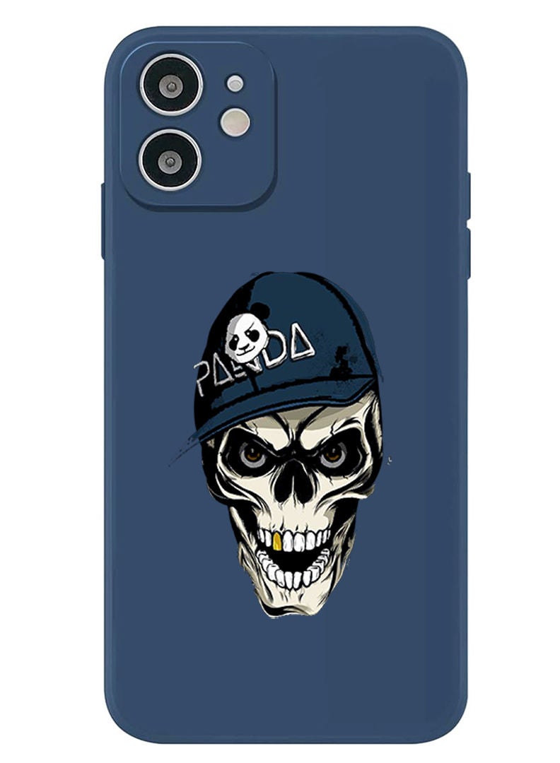 Theodor Protective Slim Fit Case Liquid Silicone Cover with Full Body Protection Anti-Scratch Shockproof Case For iPhone 12 Blue  - Panda skull copy - Image 1