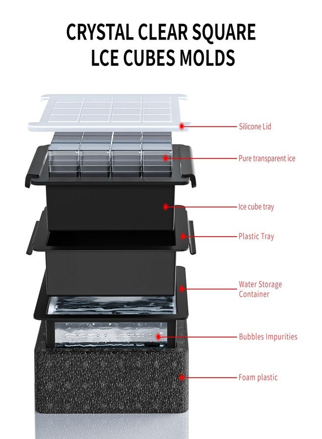 Bongpuda Upgrade 1.68" Clear Ice Cube Maker Molds for Whiskey,Crystal Clear Ice Molds,Make 16 Square Ice Cube,For Chilling Cocktails Whiskey Bourbon Coffee - Image 5