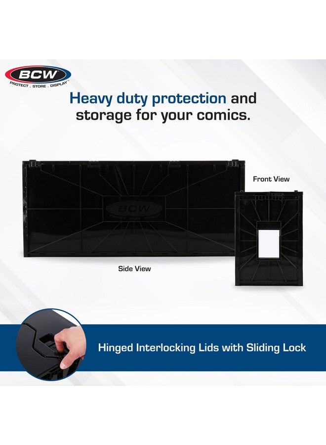 BCW Long Comic Book Bin Black - Holds 300 Comic Books | Acid-Free, Heavy Duty, Stackable Plastic Comics Storage & Organizer, Comics (Single) - Image 2
