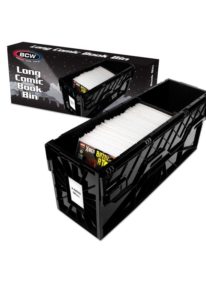BCW Long Comic Book Bin Black - Holds 300 Comic Books | Acid-Free, Heavy Duty, Stackable Plastic Comics Storage & Organizer, Comics (Single) - Image 1