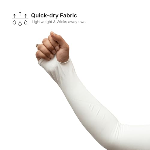 TVARRA Anti-Tan Printed Fingerless Arm Sleeves for Women| UV Sun Protection Hand Cover Sleeves for Bike Riding, Running & Outdoor Use, Dust,Winter & Summer Protection Arm Sleeves for Girls (White) - Image 4
