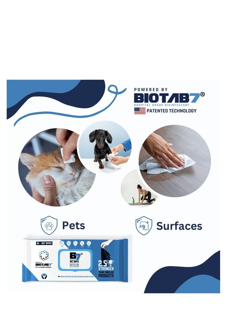 Generic - B7® Antibacterial Wipes, Disinfectant Wet Wipes, 80 × 1 Pack, Hospital Grade, Kills 99.999% Germs in 60 secs, for Kids, Skin, Surfaces, Pets, Devices and More. - Image 1