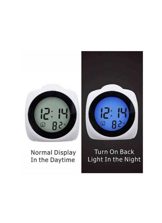 Home - Digital LCD Voice Talking Alarm Clock Projection LED Wall Ceiling Alarm Clock Snooze/Temperature Display 12H/24H Alarm Clock - WHITE - Image 1