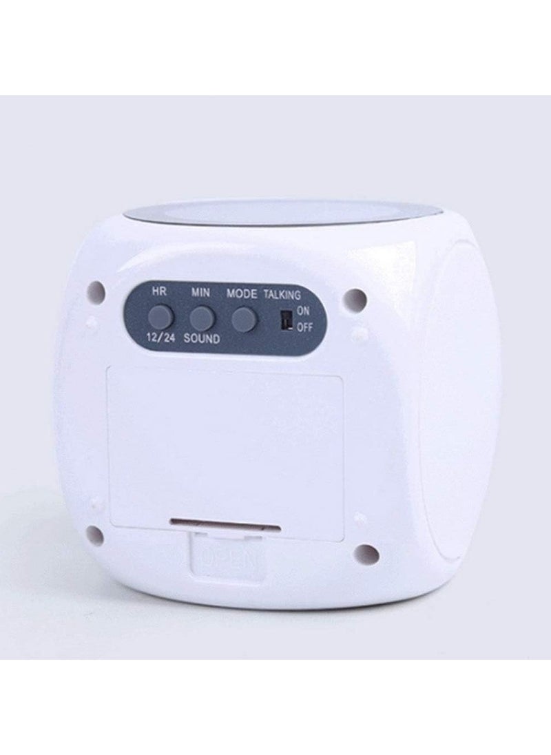 Home - Digital LCD Voice Talking Alarm Clock Projection LED Wall Ceiling Alarm Clock Snooze/Temperature Display 12H/24H Alarm Clock - WHITE - Image 1