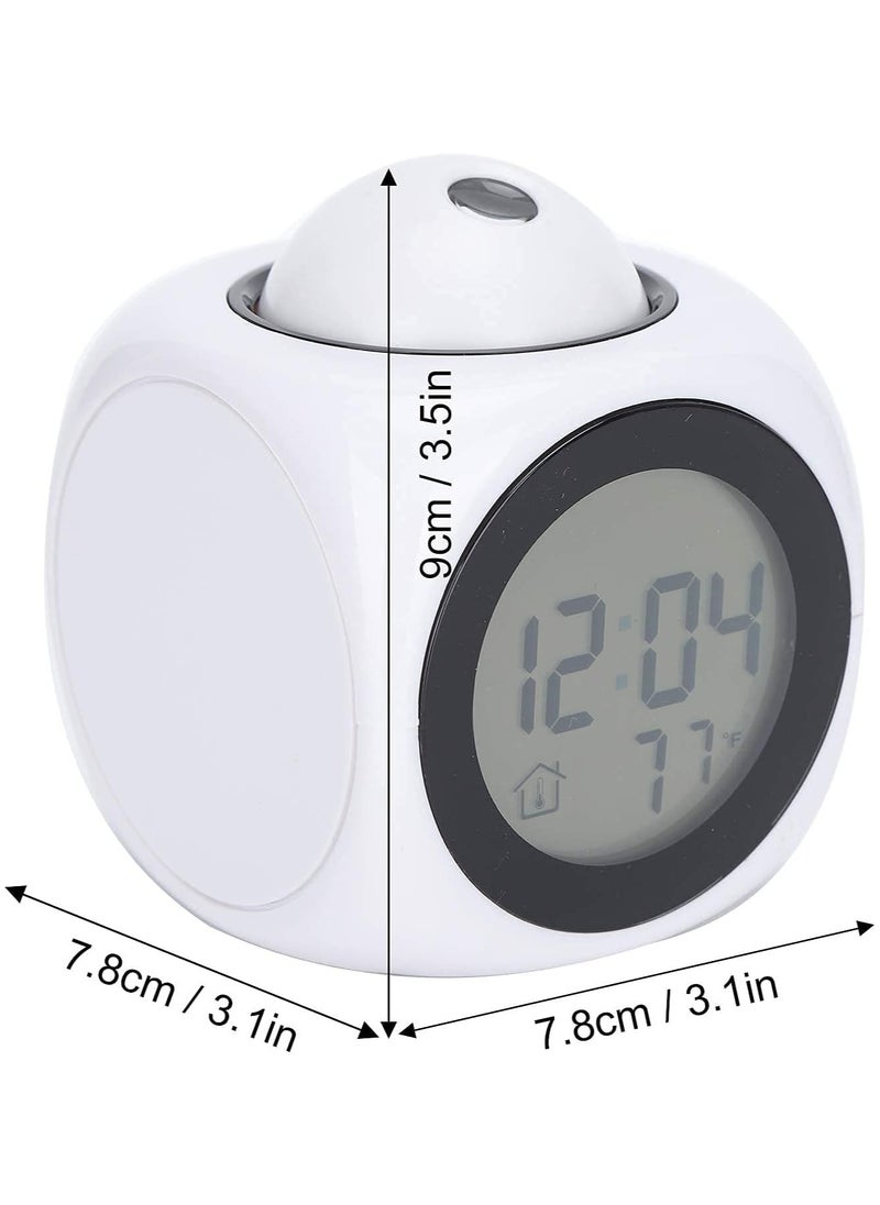 Home - Digital LCD Voice Talking Alarm Clock Projection LED Wall Ceiling Alarm Clock Snooze/Temperature Display 12H/24H Alarm Clock - WHITE - Image 1