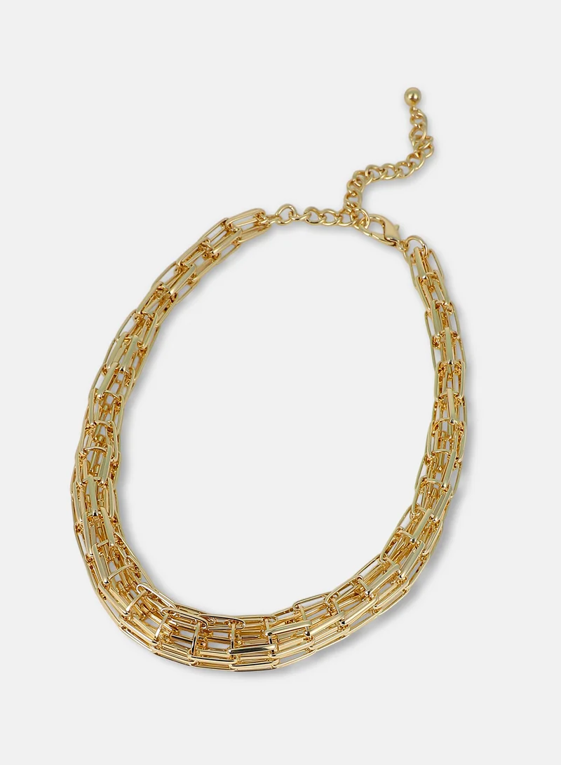 SOHI SOHI Women The Braid Pin-Link Chain Necklace | California  Colour | One-Size | Metallic Alloy Material | Lobster Clasp Closure | Necklace For Casual & Evening Wear