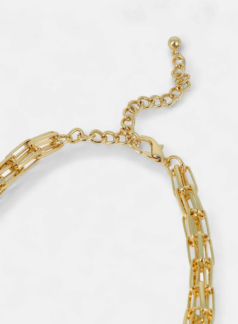 SOHI SOHI Women The Braid Pin-Link Chain Necklace | California  Colour | One-Size | Metallic Alloy Material | Lobster Clasp Closure | Necklace For Casual & Evening Wear