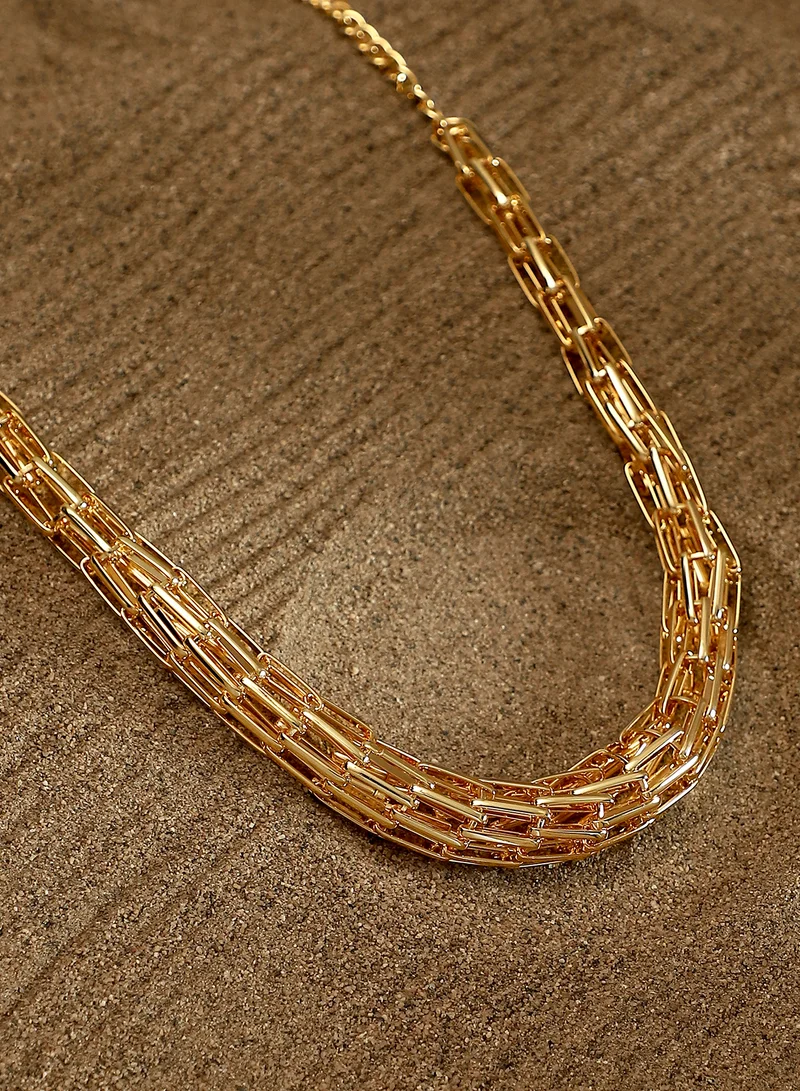 SOHI SOHI Women The Braid Pin-Link Chain Necklace | California  Colour | One-Size | Metallic Alloy Material | Lobster Clasp Closure | Necklace For Casual & Evening Wear