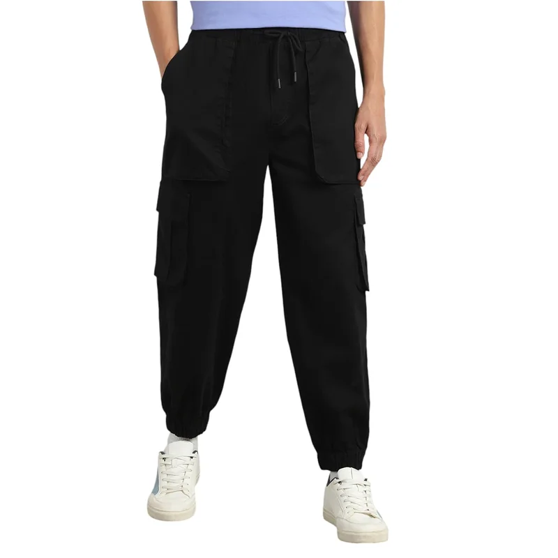 نوبيرو Men's Black Cargo Pants