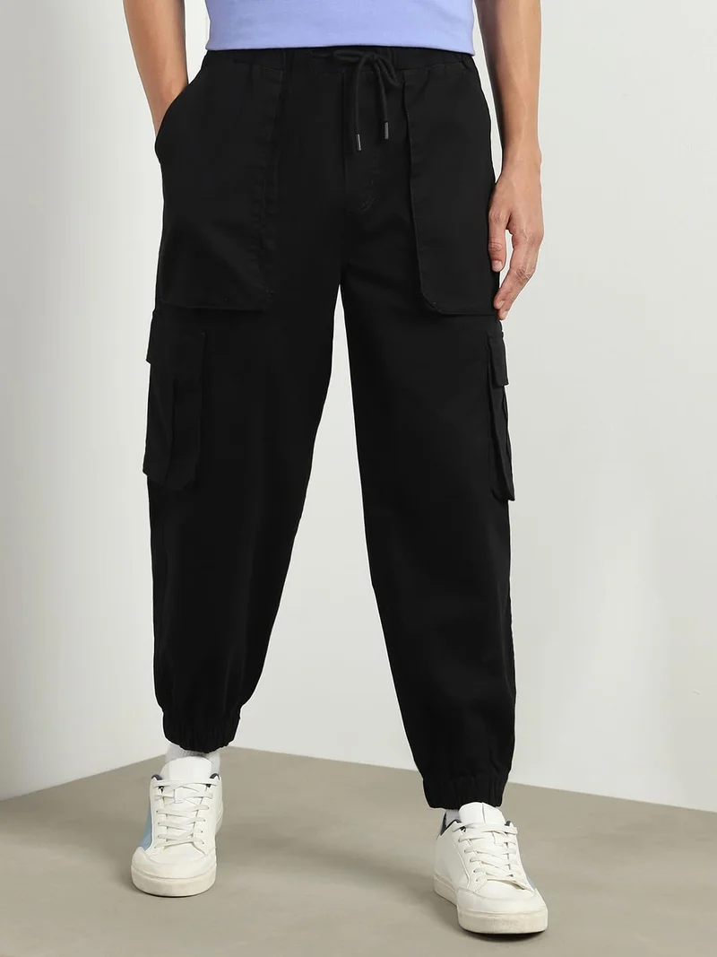 نوبيرو Men's Black Cargo Pants