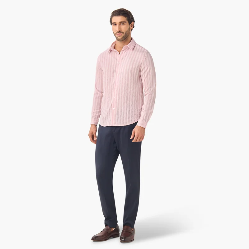 ايكونيك Iconic Regular Fit Striped Collared Shirt with Long Sleeves