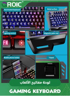 GROIC لوحة مفاتيح للألعاب، لوحة مفاتيح شبه ميكانيكية بإضاءة خلفية RGB مع مسند للمعصم، لوحة مفاتيح سلكية مقاومة للماء مريحة بمنفذ USB، لوحة مفاتيح للألعاب لأجهزة الكمبيوتر المكتبية وأجهزة Mac وPS4  - Image 3