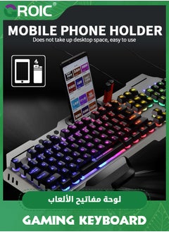 GROIC لوحة مفاتيح للألعاب، لوحة مفاتيح شبه ميكانيكية بإضاءة خلفية RGB مع مسند للمعصم، لوحة مفاتيح سلكية مقاومة للماء مريحة بمنفذ USB، لوحة مفاتيح للألعاب لأجهزة الكمبيوتر المكتبية وأجهزة Mac وPS4  - Image 4