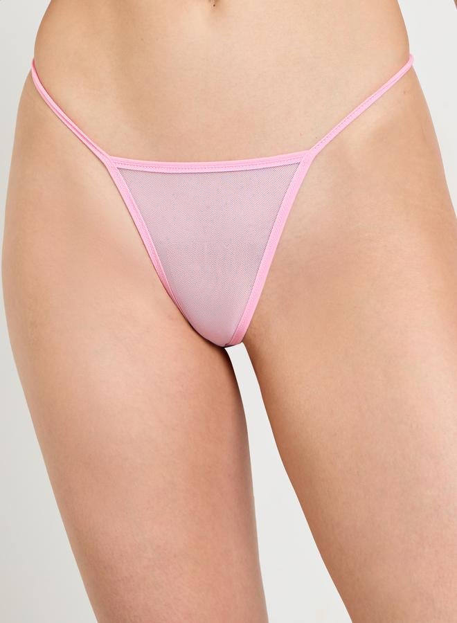 Take Two Pink Mesh Slip with Chain Strap and Brief - Image 4