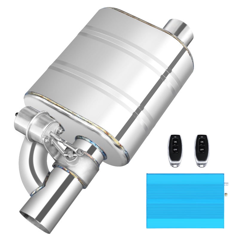 peastorm 3 Inch Valved Muffler Exhaust Cutout with Muffler Cat Back Exhaust System Kit - Image 1