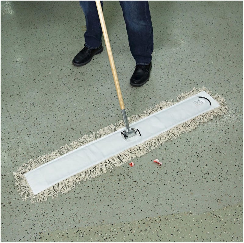 Boardwalk BWK1348 48 in x 5 in Hygrade Cotton Industrial Dust Mop Head  White - Image 4