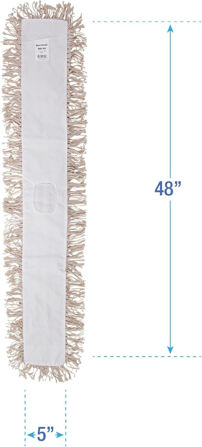 Boardwalk BWK1348 48 in x 5 in Hygrade Cotton Industrial Dust Mop Head  White - Image 2