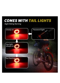 SYOSI Bike Lock Cable Integrated Rear Bike Light, Digital Combination Lock 4 feet with Mounting Bracket for Bicycles Motorcycle Scooters, High Password Security, PVC Material (Black, 1 Pack)  - Image 2