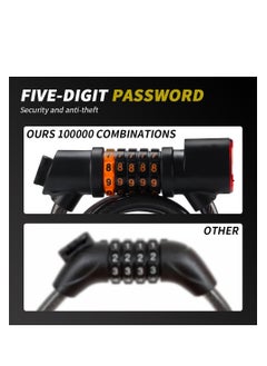 SYOSI Bike Lock Cable Integrated Rear Bike Light, Digital Combination Lock 4 feet with Mounting Bracket for Bicycles Motorcycle Scooters, High Password Security, PVC Material (Black, 1 Pack)  - Image 4