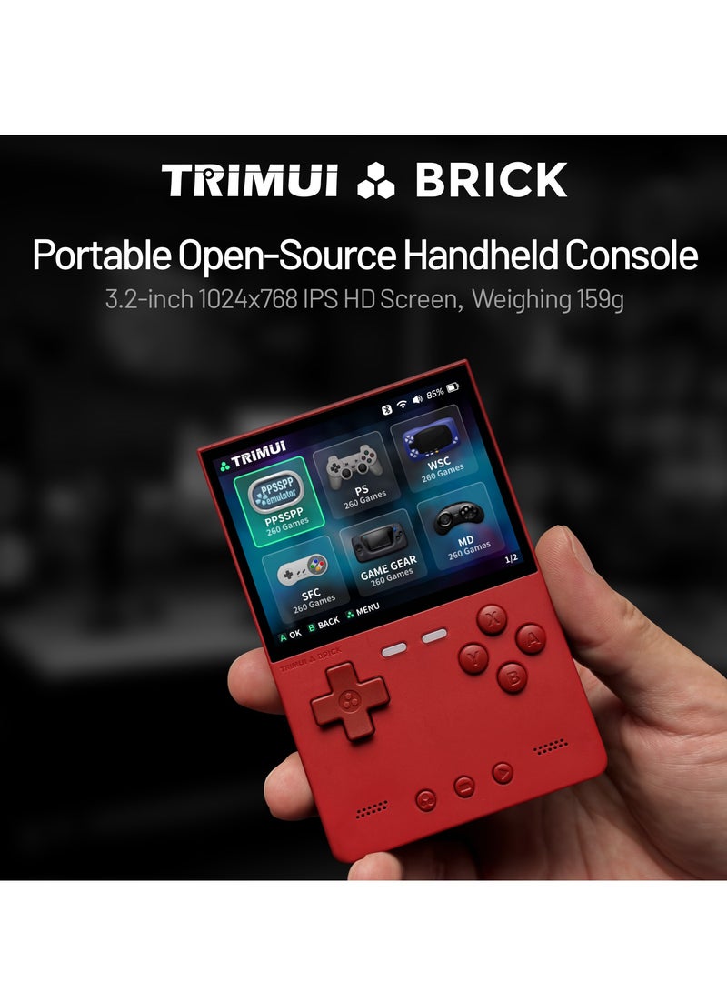 Trimui Brick Handheld Game Linux Console T3040 Portable Open-Source Allwinner A133P PowerVR GE8300 3.2 inches IPS Full-fit Screen Built-in Mono Microphone 3000mAh