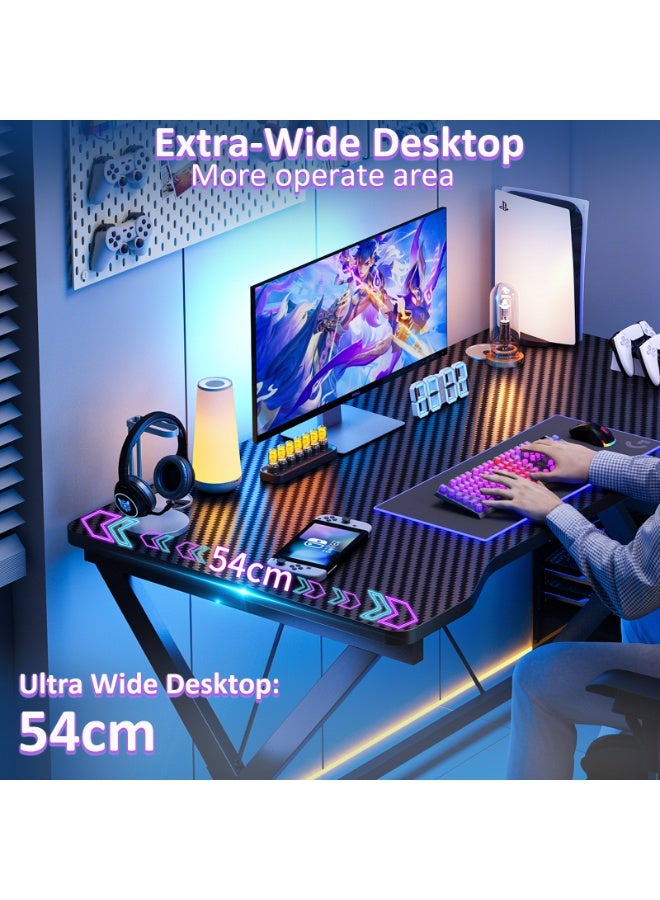 ALIVINGHOME Ergonomic Gaming Table, Home Office Desk with Cable Management for Home Office - Image 4