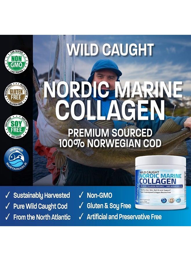 Bronson Marine Collagen Peptides Hydrolyzed Protein Powder 100% Wild Caught Nordic Cod Verified Sustainable Source for Joints Skin Hair Nails & Bones 150g (5.29oz) - Image 4