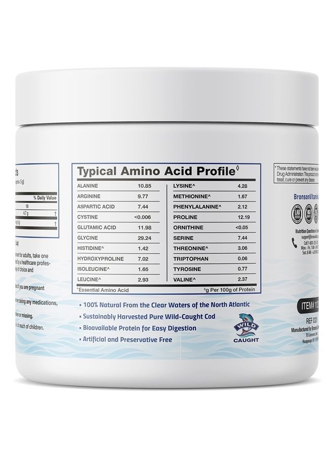 Bronson Marine Collagen Peptides Hydrolyzed Protein Powder 100% Wild Caught Nordic Cod Verified Sustainable Source for Joints Skin Hair Nails & Bones 150g (5.29oz) - Image 3