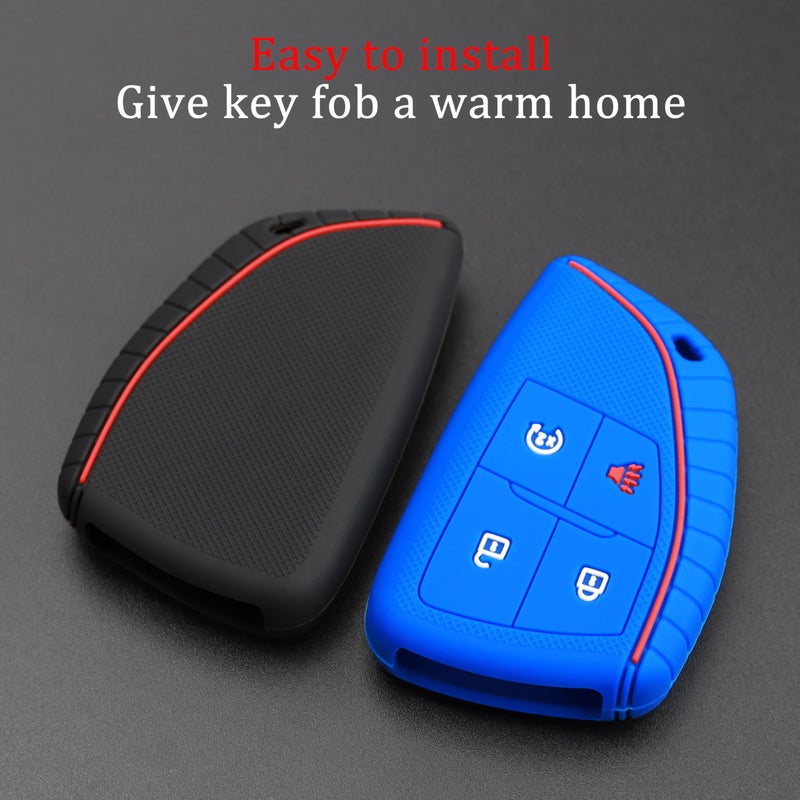 TANDRIVE 4-Button Key Fob Cover for 2023-2025 2026 Chevy Colorado Equinox Silverado GMC Canyon Sierra 2025 Honda Prologue, Silicone, 2-Pack, Black and Blue - Image 4